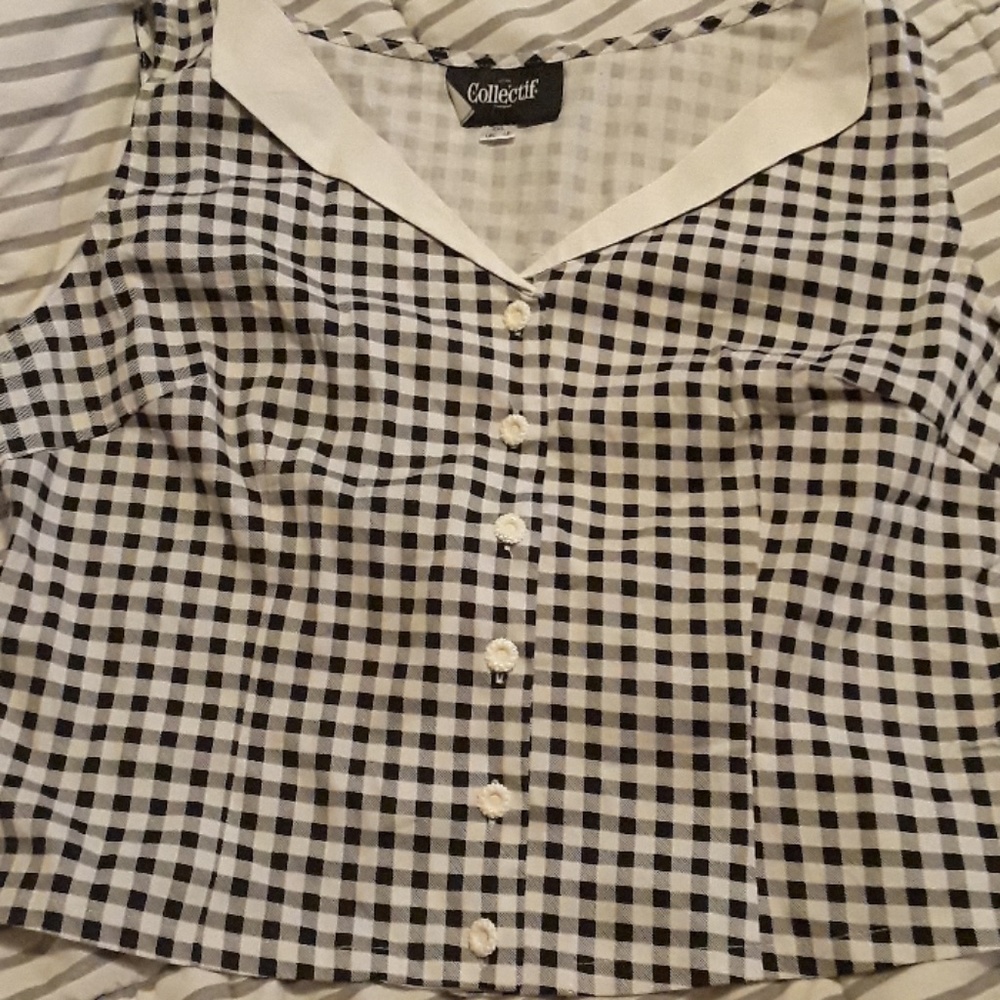 Pinup style button down gingham top